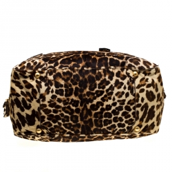 Prada Brown Animal Print Calf Hair Weekender Bag