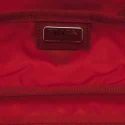 Prada Red Nylon Zip Top Travel Case