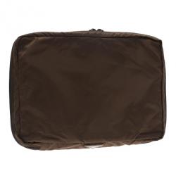 Prada Brown Nylon Zip Top Travel Case
