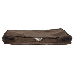 Prada Brown Nylon Zip Top Travel Case