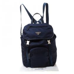 Pre Owned Prada Navy Blue Nylon Backpack