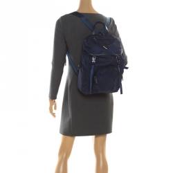 Pre Owned Prada Navy Blue Nylon Backpack