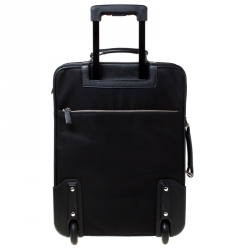 Prada Black Tessuto and Leather Trolley Rolling Luggage