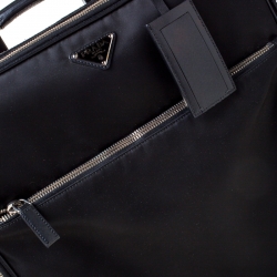 Prada Black Tessuto and Leather Trolley Rolling Luggage