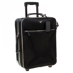 Prada Black Tessuto and Leather Trolley Rolling Luggage