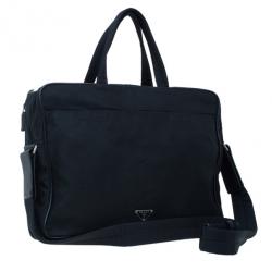 Pre Owned Prada Black Nylon Briefcase
