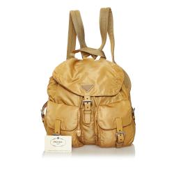 مملوكة مسبقًا Prada Beige/Brown Tessuto Drawstring Backpack