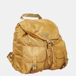 مملوكة مسبقًا Prada Beige/Brown Tessuto Drawstring Backpack