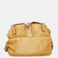مملوكة مسبقًا Prada Beige/Brown Tessuto Drawstring Backpack