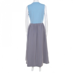 Preen by Thornton Bregazzi Colorblock Plunge Neck Bianca Midi Dress L