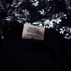 Pre Owned Preen by Thornton Bregazzi Silver and Navy Blue Floral Jacquard Midi Skirt S