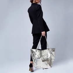 Pre Owned Proenza Schouler Silver Leather Tote 