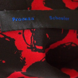 Pre Owned Proenza Schouler Red and Black Printed Draped Detail Asymmetric Dress S