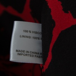 Pre Owned Proenza Schouler Red and Black Printed Draped Detail Asymmetric Dress S