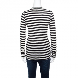 Pre Owned Proenza Schouler Monochrome Striped Cotton Long Sleeve T-Shirt S
