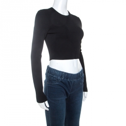 Pre Owned Proenza Schouler Black Knit Cropped Top XS