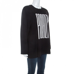 Pre Owned Proenza Schouler Black Cotton Embossed Logo Detail T-shirt M