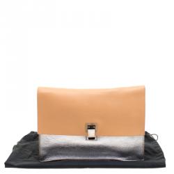 Pre Owned Proenza Schouler Beige/Silver Leather Lunch Clutch