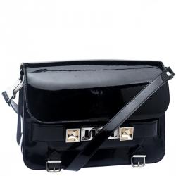 Pre Owned Proenza Schouler Black Patent Leather Mini Classic PS11 Shoulder Bag