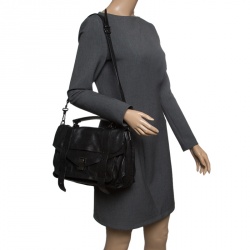 Proenza Schouler Black Leather Large PS1 Top Handle Bag