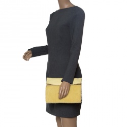 Pre Owned Proenza Schouler Yellow Shearling Small Lunch Bag