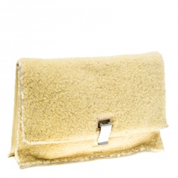 Pre Owned Proenza Schouler Yellow Shearling Small Lunch Bag