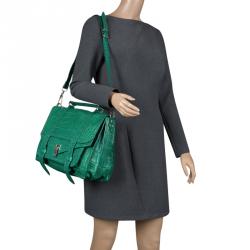 Proenza Schouler Green Crocodile Large PS1 Top Handle Bag