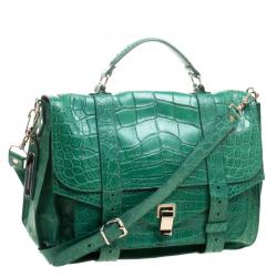 Proenza Schouler Green Crocodile Large PS1 Top Handle Bag