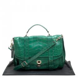 Proenza Schouler Green Crocodile Large PS1 Top Handle Bag