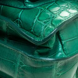 Proenza Schouler Green Crocodile Large PS1 Top Handle Bag