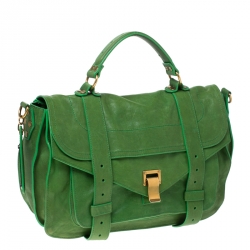 Pre Owned Proenza Schouler Emerald Leather Large PS1 Top Handle Bag