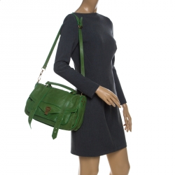 Pre Owned Proenza Schouler Emerald Leather Large PS1 Top Handle Bag