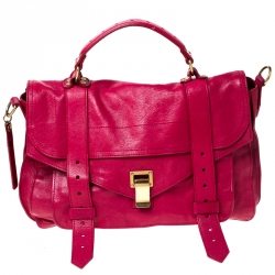Proenza Schouler Magenta Leather Large PS1 Top Handle Bag