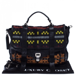 Proenza Schouler Black Fabric and Leather Large PS1 Top Handle Bag              