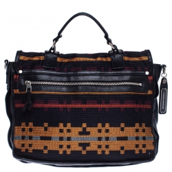 Proenza Schouler Black Fabric and Leather Large PS1 Top Handle Bag              