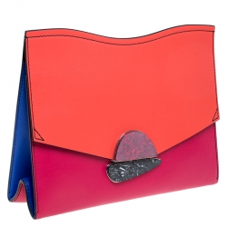 Pre Owned Proenza Schouler Tricolor Leather Medium Curl Clutch