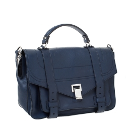 Proenza Schouler Navy Blue Leather Large PS1 Top Handle Bag