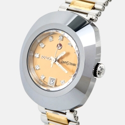 Rado Yellow Dial Tungsten Carbide Two-Tone Stainless Steel Diamond Diastar R12403633 Women's Wristwatch 27 mm