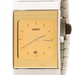 Rado Gold White Ceramica 01.152.0709.3.025 Women's Wristatch 27 mm