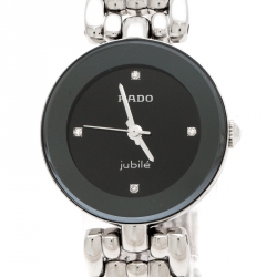 Pre Owned Rado Black Stainless Steel Diamonds Florence R48447723 Women's Wristwatch 23 mm