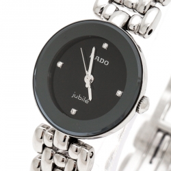 Pre Owned Rado Black Stainless Steel Diamonds Florence R48447723 Women's Wristwatch 23 mm