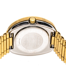 Pre Owned Rado Yellow Gold Tone Carbon Carbide Stainless Steel Diastar R12306303 Women's Wristwatch 27 mm