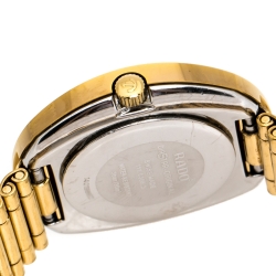 Pre Owned Rado Yellow Gold Tone Carbon Carbide Stainless Steel Diastar R12306303 Women's Wristwatch 27 mm