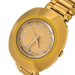 Pre Owned Rado Yellow Gold Tone Carbon Carbide Stainless Steel Diastar R12306303 Women's Wristwatch 27 mm