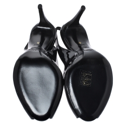Pre Owned Ralph Lauren Black Patent Leather Slingback Airia Peep Toe Sandals Size 36