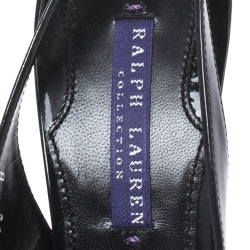 Pre Owned Ralph Lauren Black Patent Leather Slingback Airia Peep Toe Sandals Size 36