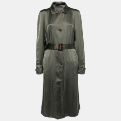 مملوكة مسبقًا Ralph Lauren Collection Olive Green Silk Belted Shirt Dress M