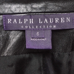 Pre Owned Ralph Lauren Collection Black Leather Peplum Style Jacket M