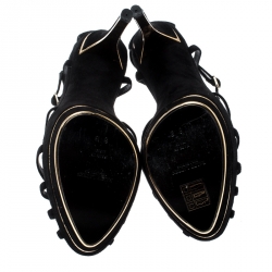 Pre Owned Ralph Lauren Collection Black Suede Sandals Size 38
