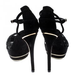 Pre Owned Ralph Lauren Collection Black Suede Sandals Size 38